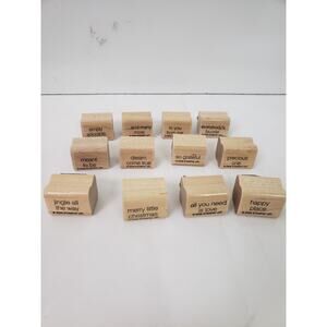 2006 Stampin Up! Rubber Card Making Words Wood-Mounted Words Retired Set of 12